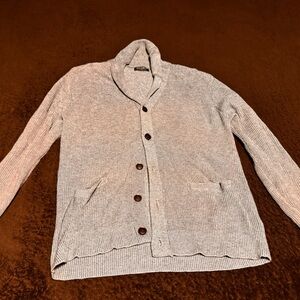Men's Shawl Collar Button Cardigan Sweater - Light Gray